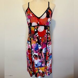 Papillon Blanc Multicolor Abstract Dress
